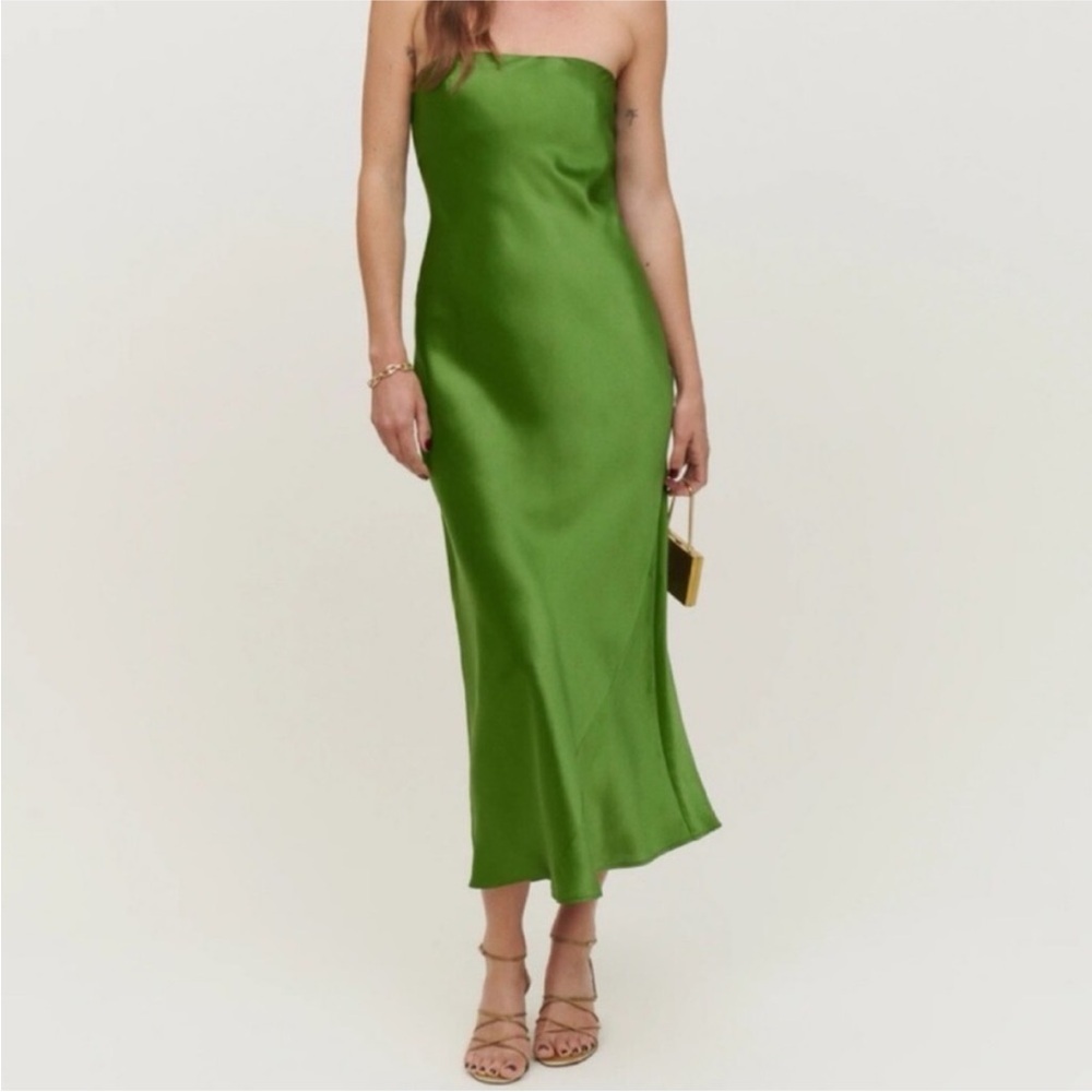 Reformation silk dress palm Green size 12 nwt